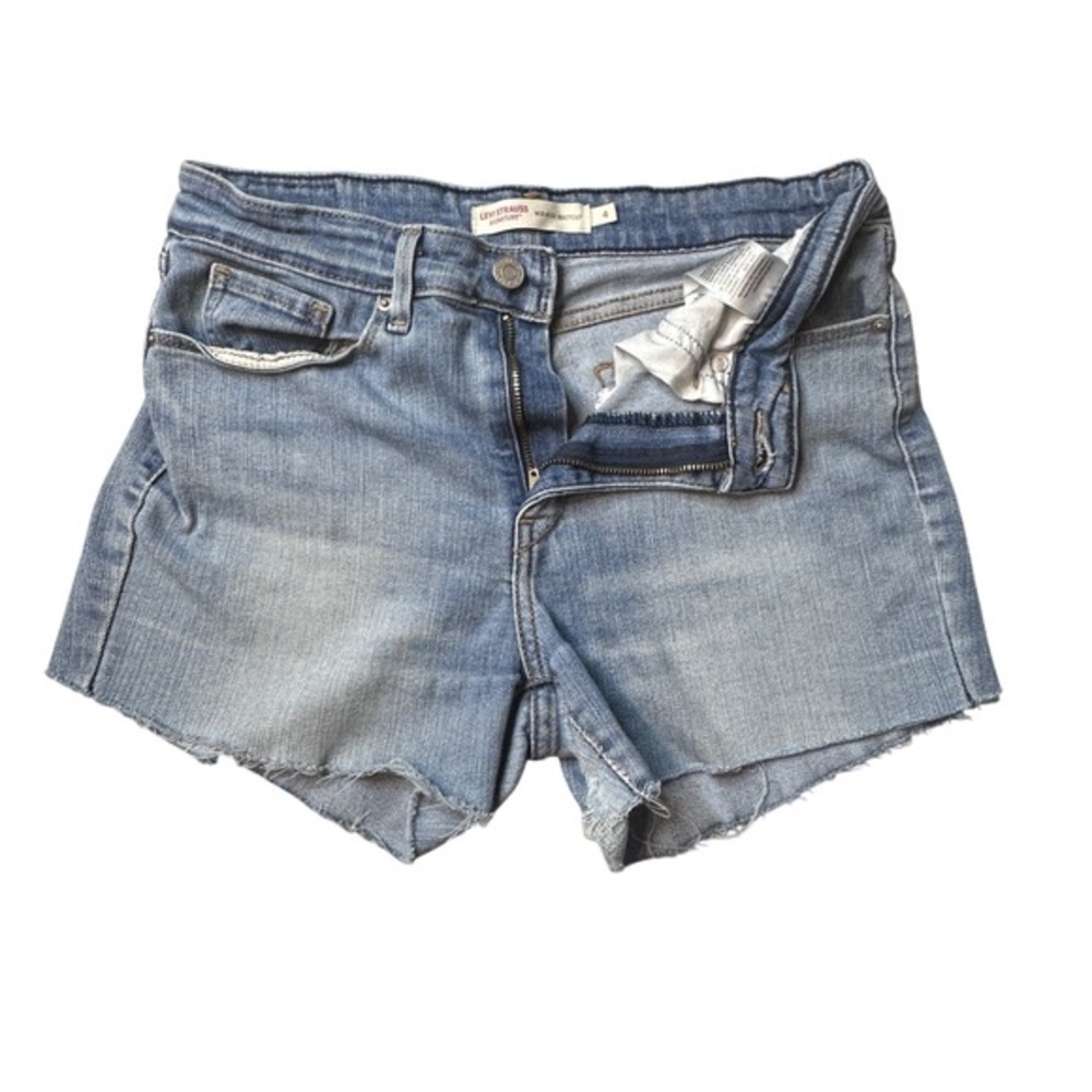 Levi Strauss Signature Denim Shorts Womens 4 Blue Cutoff Raw Hem Stretch